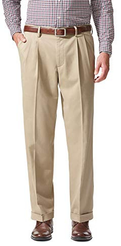 Dockers Men's Relaxed Fit Comfort Khaki Pants - Pleated, British Khaki, 40W x 30L