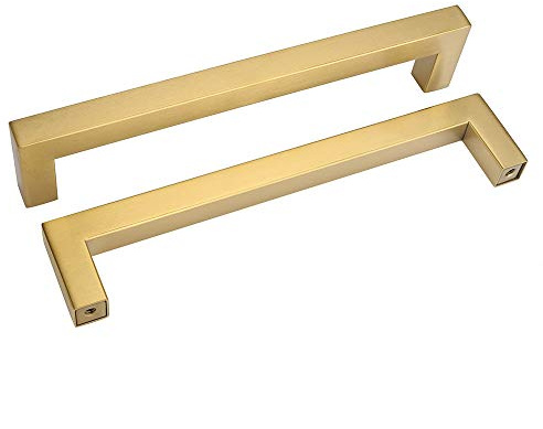 Lot de 20 Or Chaud Golden Meubles Poignées en acier inoxydable Tube Carré en laiton brossé de poignées de porte lsj12gd Armoire Poignée de tiroir Poignée – Poignée avec vis