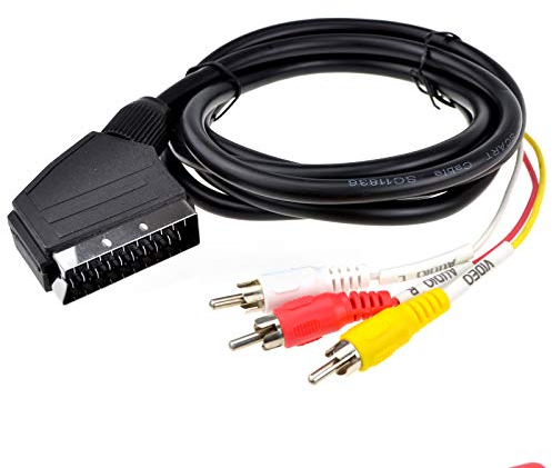 Scart Stecker In/Out Zum Rot Weiß Gelb Chinch 3 x Cinch Stecker AV Kabel 2 m [2 Meter]