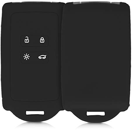 kwmobile Autoschlüssel Hülle kompatibel mit Renault 4-Tasten Smartkey Autoschlüssel (nur Keyless Go) - Silikon Schutzhülle Schlüsselhülle Cover in Schwarz