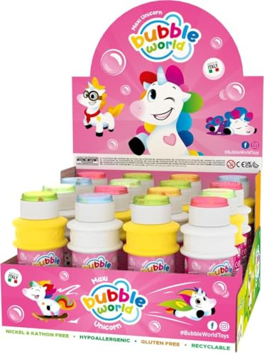 DULCOP - Pacco da 16 Bolle di Unicorno - Bolle di Sapone - 175 Ml - 048175PA - Rosa - Plastica - Licenza Ufficiale - Giocattolo per Bambini - Gioco all'aperto - A partire dai 3 anni