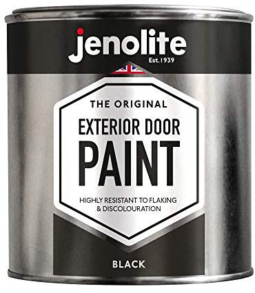 JENOLITE Garage & Exterior Door Paint - Black - 1 Litre - Suitable for Metal & Wood Doors & Garage Doors (RAL 9005)