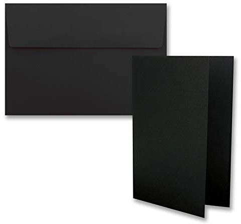 15x Faltkarten-Set DIN B6 12 x 17 cm in Schwarz mit Briefumschlägen DIN B6 Haftklebung - für Einladungen und Grußkarten zum Geburtstag oder Hochzeit