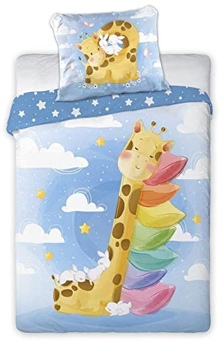 Faro Tekstylia Babybettwäsche Kinderbettwäsche 100x135 Bettgarnitur 100% Baumwolle mit Oeko-Tex Siegel (Giraffe)