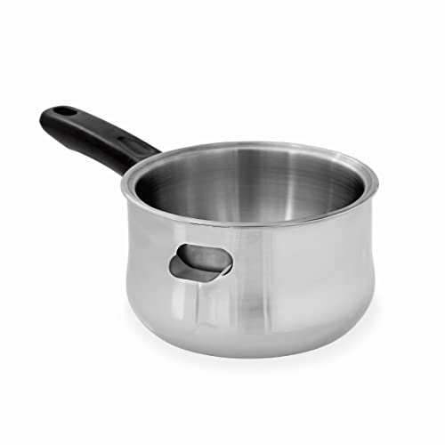 Lacor Vaso per Bagno, Secchio in Acciaio Inox 18 e 10, Manico Resistente al Calore, Apertura Laterale per Acqua, Adatto a Tutti i Fuochi Incluso Induzione, Lavabile in Lavastoviglie, 16 cm, 1 L, 62600