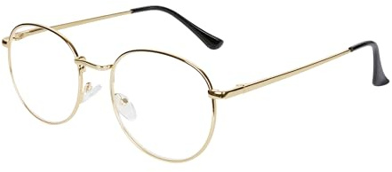 Läsglasögon herr dam metallram klar lins + glasögonband (Guld +1.0)