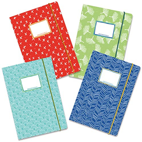 Papierdrachen 4 cartelline scolastiche di alta qualità senza plastica con elastico in DIN A4 | Motivo arcobaleno - Cartellina per studenti - Raccoglitore per quaderni - Raccoglitore per fogli - Set
