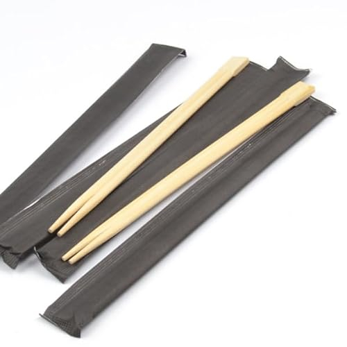 GRADISCO - Bacchette in Bamboo Monouso Confezionate singolarmente. Bacchette in legno naturale 100% compostabili - Bacchette per cibi giapponesi / cinesi. Biodegradabili da 21cm (confezione NERA)