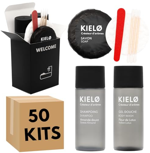 Kit di Benvenuto per Bagno Nero | Confezione da 50 Kit Completi e Pronti all'Uso | Ideale per Affitti Brevi e Airbnb | Packaging Elegante e Compatto - Profumo Piacevole