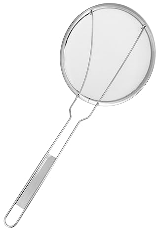 Zerodeko Colador Espumadera De Acero Inoxidable 22 Cm Malla Fina Cucharón Colador Para Freír y Cocina Utensilio Doméstico Para Escurrir Papas Fritas y Fideos Apto Para Lavavajillas