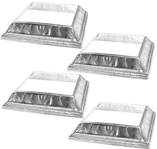 jojofuny 4pcs Galvanized Steel Deck Post Bases Square Fence Post Skirts Metal Column Wraps for Porch Handrail Protection