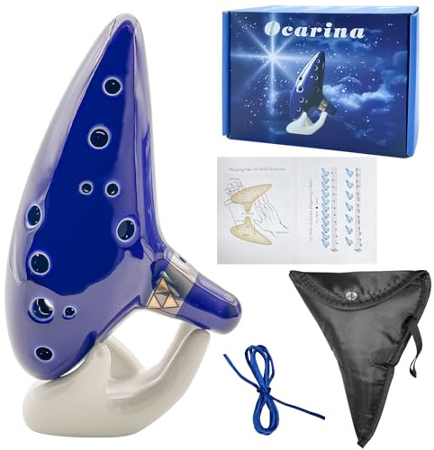 Ocarina,12 Hole Ocarina Alto with Song Book,Ocarina of time with Display Stand Protective Bag,Cosplay Ocarina Gift for Fans,YDSTNiu Perfect for Beginners and Professional Performance(blue)