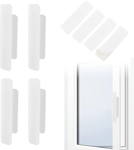 emperoch Selbstklebend Schiebetür Griffe Terrassentür Griff Balkon Türgriffe Balkontürgriff Selbstklebend, Ohne Bohren, für Fenster Schränke Kühlschränke Badezimmertüren Balkontüren (Weiß, Rechteck)