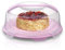 Optimal Products Large Round Transparent Cake Storage Carrier Box Container Clear Lockable Lid Cover 3 Multi Colour Kitchen (Pink & Clear)