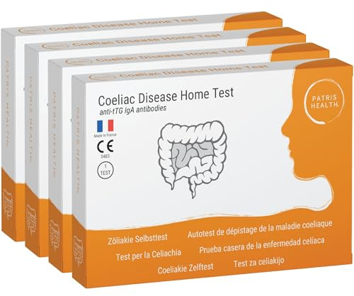 4x Patris Health® Test para la enfermedad celíaca - Detecta anticuerpos de tipo IgA contra la transglutamitasa tisular (tTG-IgA)