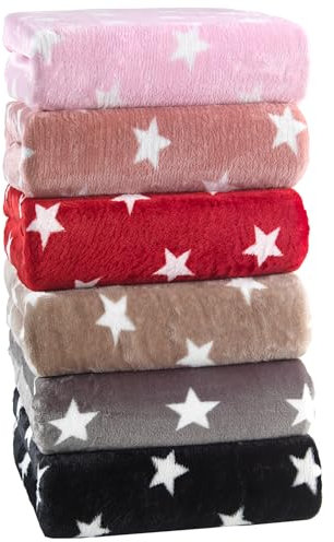 Kuscheli® - warme Spannbettlaken aus Cashmere-Touch Stoff - in Verschiedene Größen und Farben - Bettlaken Jersey Fleece Biber Spannbetttuch Laken, Farbe:Sterne-WEINROT, Größe:140-160 x 200 cm