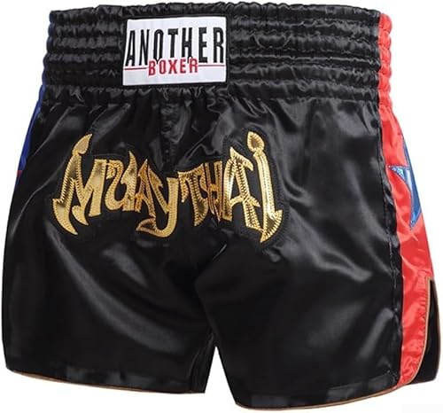 Besttoolifes Short de Muay Thai, MMA, arts martiaux, lutte, kickboxing,cage de combat,gym pour homme et femme, avec une coupe décontractée et une respirabilité (taille M, noir)