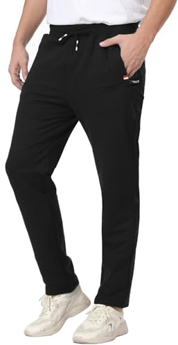 JustSun Men Joggers Tracksuit Bottoms Gym Running Sports Casual Trousers with Zip Pockets