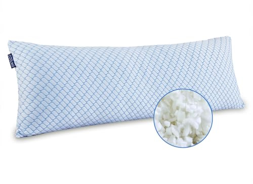 tuphen Almohada corporal para adultos, espuma viscoelástica triturada y funda de enfriamiento con cremallera, almohada larga para dormir, almohadas de cama para dormir de lado