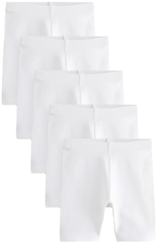 NEXT Äldre flickor 5-pack cykelshorts i stretch med hög bomullsandel i längre modell Vit 110