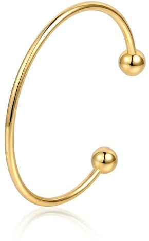 Kritz Bracciale Rigido Donna Aperto Oro Argento Acciaio Inossidabile 316L Braccialetto Minimalista con Sfere Elegante Regalo per Donna Ragazza (Oro)
