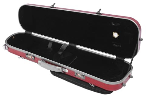 Alomejor 4/4 Violin Case, Carbon Fiber, Hygrometer, Stylish Appearance, Red, Super Light Portable Hardshell with Password Lock for Full Size Violas