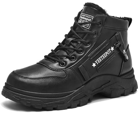 Yeeteepot Bottes Femme Hiver Chaude Bottines Confortable Neige Chaussures | Fourrée Chaud Chaussures Extérieur Antidérapant Marche Bottes Décontracté Lacet Courte Bottines