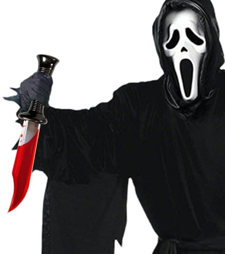 LETSHOLD Coltello Finto Halloween 35 cm, Pugnale Finto, Coltello di Plastica Riutilizzabile per Halloween Carnevale Costume Accessorio (A)