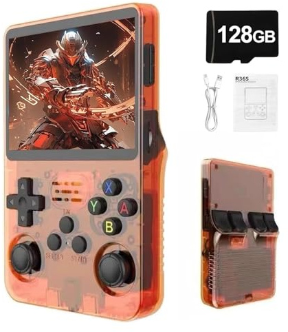Werwing - Console portatile per giochi retrò - Schermo IPS da 3,5, Batteria da 3500mAh, Scheda MicroSD da 128GB, oltre 20.000 giochi preinstallati, sistema operativo Linux