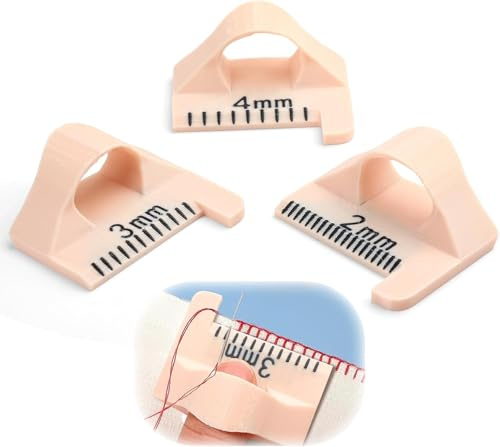 Edge Stitch Lock Sewing Gauge & Ruler Set – 3 Pcs Blanket Stitch Thumb Guide, Finger Stitching Rulers with 2/3/4mm Template, Mini Thumb Guide for Hand Sewing Beginners, Quilting, DIY Crafts