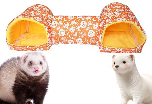 Hamstertunnel – liten djurstunnel 51 x 17 x 15 cm | mjuk, tvättbar burleksak, hamster chinchilla-kanin-ekorr-sovbädd-gömställe, Halloween-husdjurstillbehör, mysig plats att dra sig tillbaka