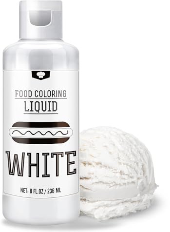 Colorant Alimentaire - 236ml Colorant Alimentaire Liquide Concentré Sans Goût pour Pâtisserie, Gâteaux, Biscuits, Fondant, Macarons, Fabrication Artisanale de Savon et les Loisirs Créatifs (Blanc)