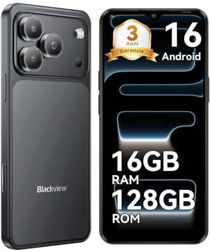 Blackview Wave 7C Android 16 Handy Ohne Vertrag, 128GB/2TB, 4G Dual SIM | 16GB RAM (4+12), 5000mAh, 32MP KI Kamera,6.56 Zoll HD+ Display,Einsteiger Smartphone Inkl.Hülle,Face ID/IP54/3 Jahre Garantie