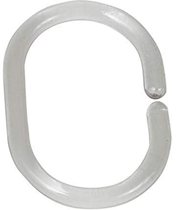 WENKO Duschvorhang-Befestigung 12er Set Ringe oval für Duschvorhang aus recyceltem Kunststoff handliche Form mit Öffnung für leichtes Einfädeln Maße 3 x 4,5 cm transparent geeignet für Badezimmer