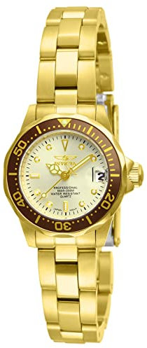 Invicta Pro Diver 12527 Women's Watch - Waterproof - Analogue - Quartz Movement - stainless steel with Champagne dial - 23mm
