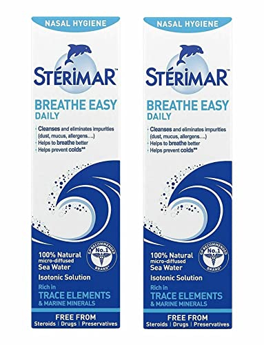 Stérimar STERIMAR Breathe Easy Daily - Spray nasal a base de agua de mar 100% natural para la fiebre - 100 ml - PAQUETE DE 2