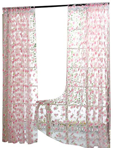 Xmiral Türvorhang Gedruckte Gardine Tüll Transparenten Scheibengardine mit Stangenloch 100cm x 200cm(I)