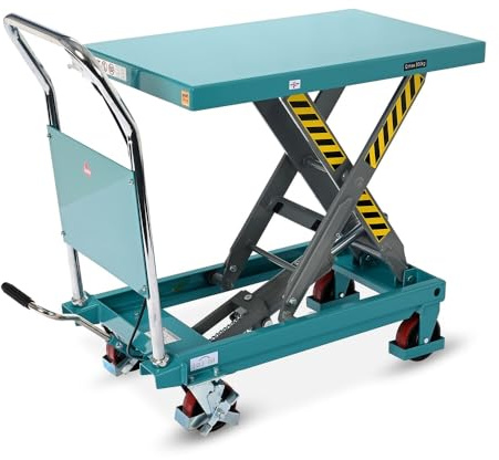 Ameise Scheren-Hubtischwagen LTT mit Einfach-Schere | 500 kg Tragkraft | 285-880 mm Hubbereich | hydraulisch | fahrbarer Hubtisch mit Feststellbremse | 850 x 500 mm Plattform