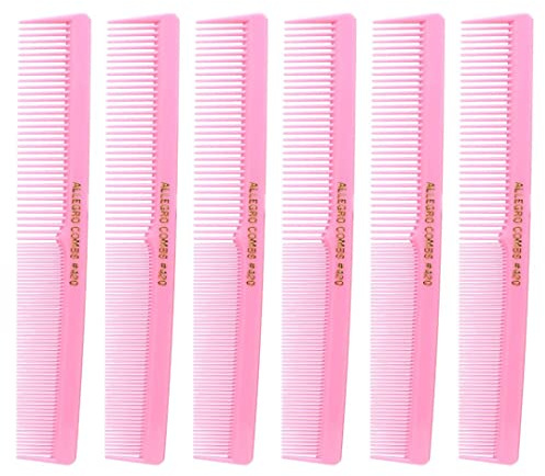 Allegro Combs #420 Barber and Hair Stylist Comb Set – 6 Professional Hair Cutting Combs Made in USA (Fresh Pink)