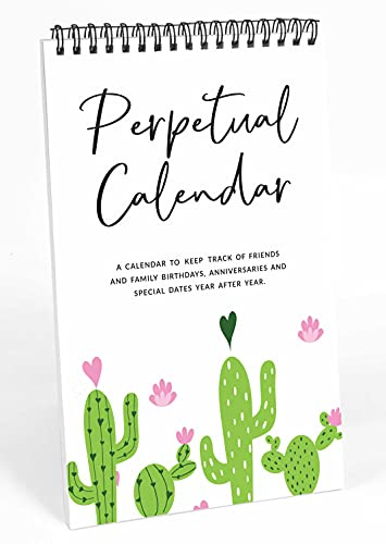 Inkdotpot Cactus Calendario Perpetuo, Fechas Importantes A 6X9 Recuerde- Mensual Y Diario Colgar En La Pared para Los Aniversarios Birthdays- Days- Especiales Libro De Cumpleaños Proyectista Regalo
