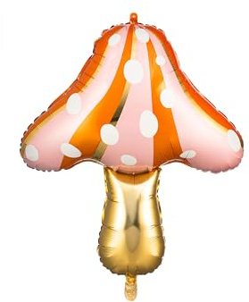 Folienballon Pilz 66x75cm - Ballon für Helium oder Luft - Luftballon für Geburtstag Kindergeburtstag Hochzeit - Folienluftballon Partydeko Geburtstagsdeko Herbstdeko - Gold Orange