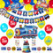 Zug Geburtstag Party Supplies Set - Thema Blau Gelb Rot Dekorationen Mit Eisenbahnballons Girlande, Banner, Ballons, Cupcake Toppers für Dampfzug Geburtstagsparty