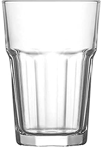Tradineur - Set de 6 vasos de cristal clásicos Aras, base gruesa, resistentes, aptos para lavavajillas, refrescos, agua, bebidas, 12 x 8,3 cm, 365 ml