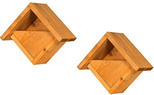 Happy Beaks Robin Nest Box Natural Roof in larch 15mm redwood Wooden Bird House for Robins, Wrens & Blackbirds (Robin Nest Box x2)