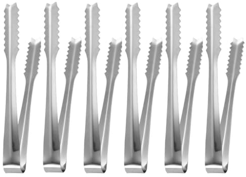 DDKY Confezione da 6 pinze per Ghiaccio in Acciaio Inossidabile, pinze per Zucchero, pinze per Ghiaccio, pinze Piccole, Ideali per Cucina, Bar e Feste