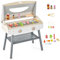 DREAMADE Kinder Grill Spielzeugset mit 17 TLG. Spielzubehör, BBQ Grill Set, Kinderküche Outdoor, Kindergrill aus Holz für Mädchen und Jungen ab 3 Jahren