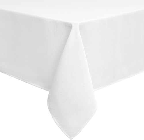 smiry Leinenoptik Tischdecke Abwaschbar Lotuseffekt Eckig 140 x 300 cm Tischtuch Leinendecke Wasserabweisend Tafeldecke Tischwäsche Fleckschutz, Weiß