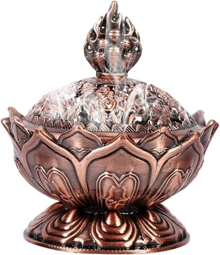 DeJivsin Bruciatore di Incenso in Grani, Reflusso, 8 x 7 cm, in Rame Rosso, Mini Affumicatore