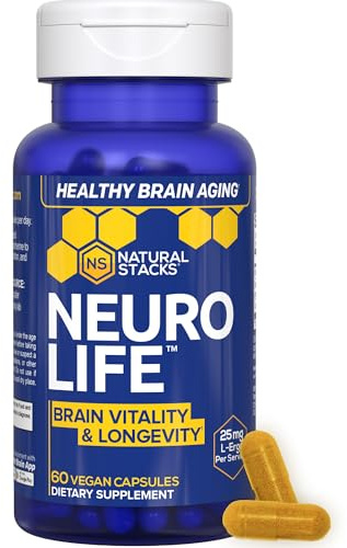 NeuroLife Longevity Supplement - 500mg Taurine & 400mg Berberine Supplement - Clinically Tested MitoPrime L-Ergothioneine - Brain Support for Cognitive Vitality - 60 Berberine Capsules
