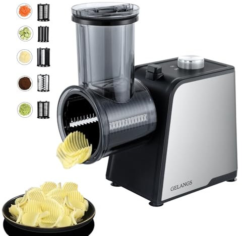 5 In 1 Electric vegetable slicer，300W Electric Cheese Grater Salad Shooter, One-Touch Easy Control, Electric Grater for Vegetables, Cheeses and NutsFor Home Kitchen